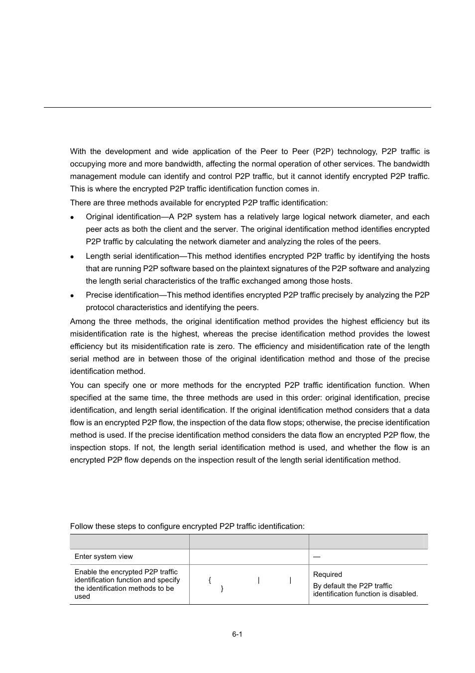 Configuring encrypted p2p traffic identification, 1 configuring encrypted p2p traffic identification, Encrypted p2p traffic identification configuration | H3C Technologies H3C SecBlade IPS Cards User Manual | Page 29 / 31