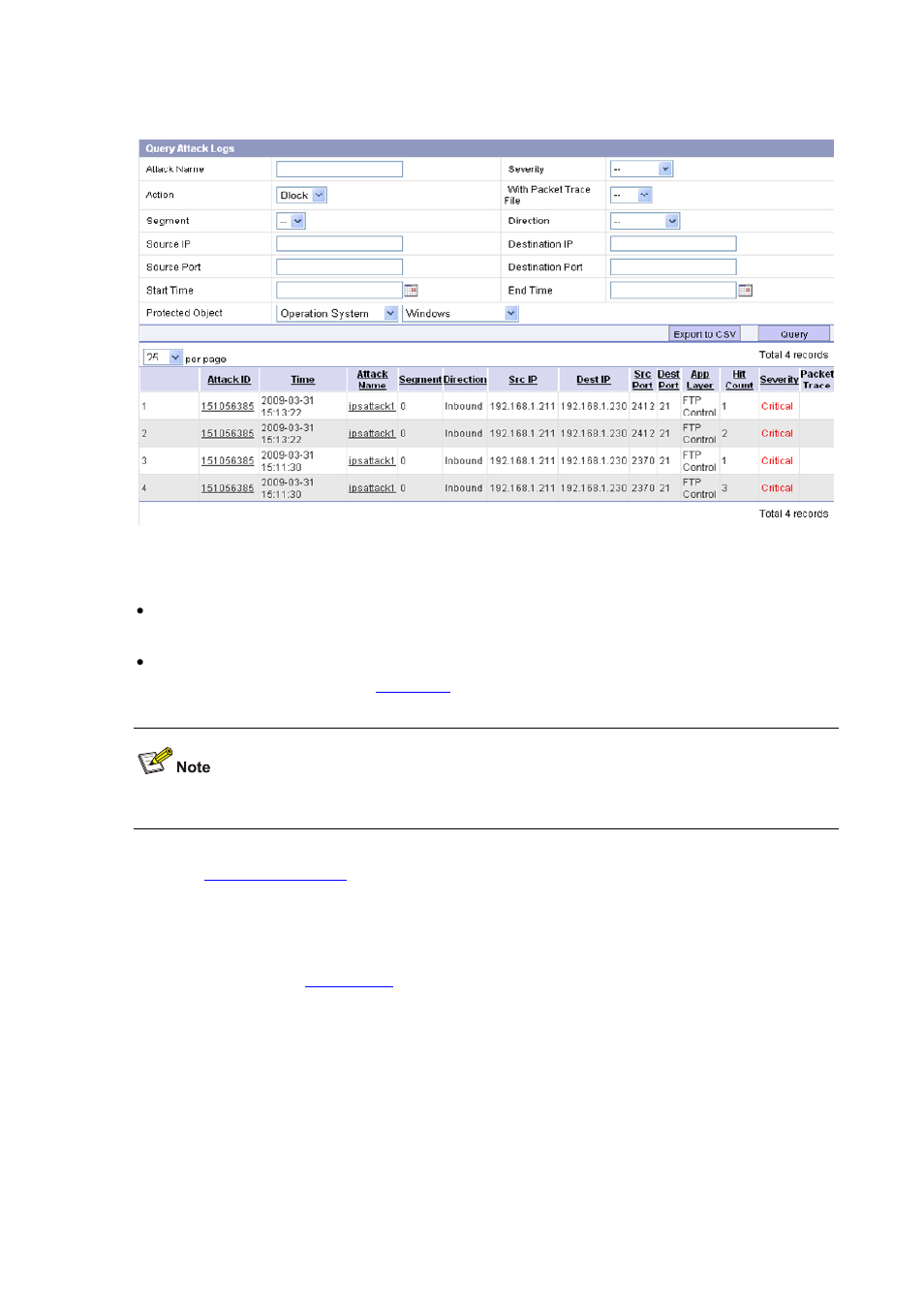 Deleting attack logs | H3C Technologies H3C SecBlade IPS Cards User Manual | Page 101 / 219