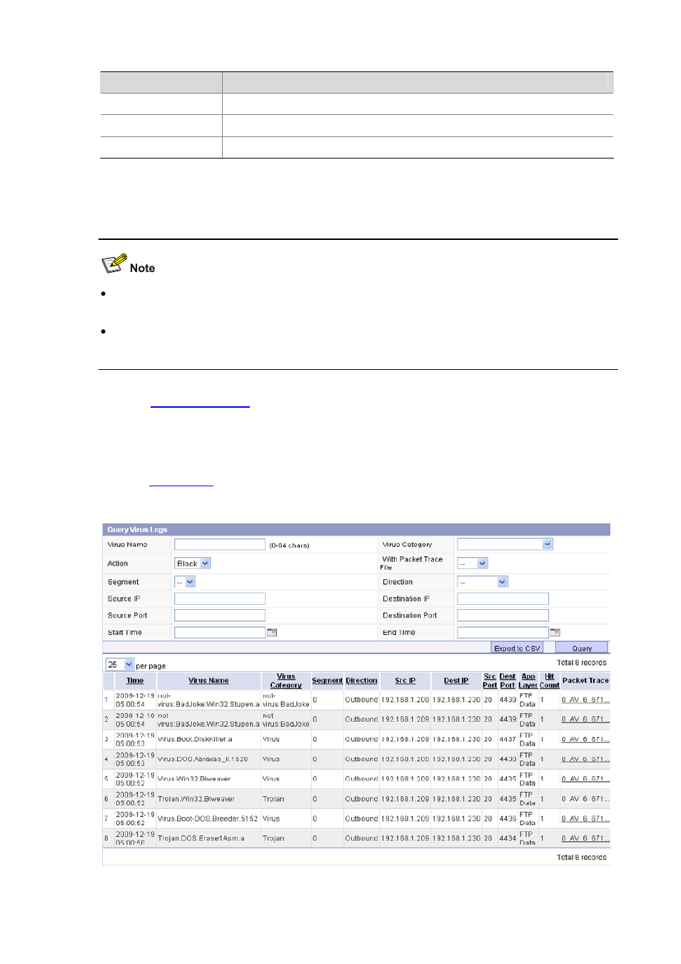 Querying virus logs | H3C Technologies H3C SecBlade IPS Cards User Manual | Page 104 / 219