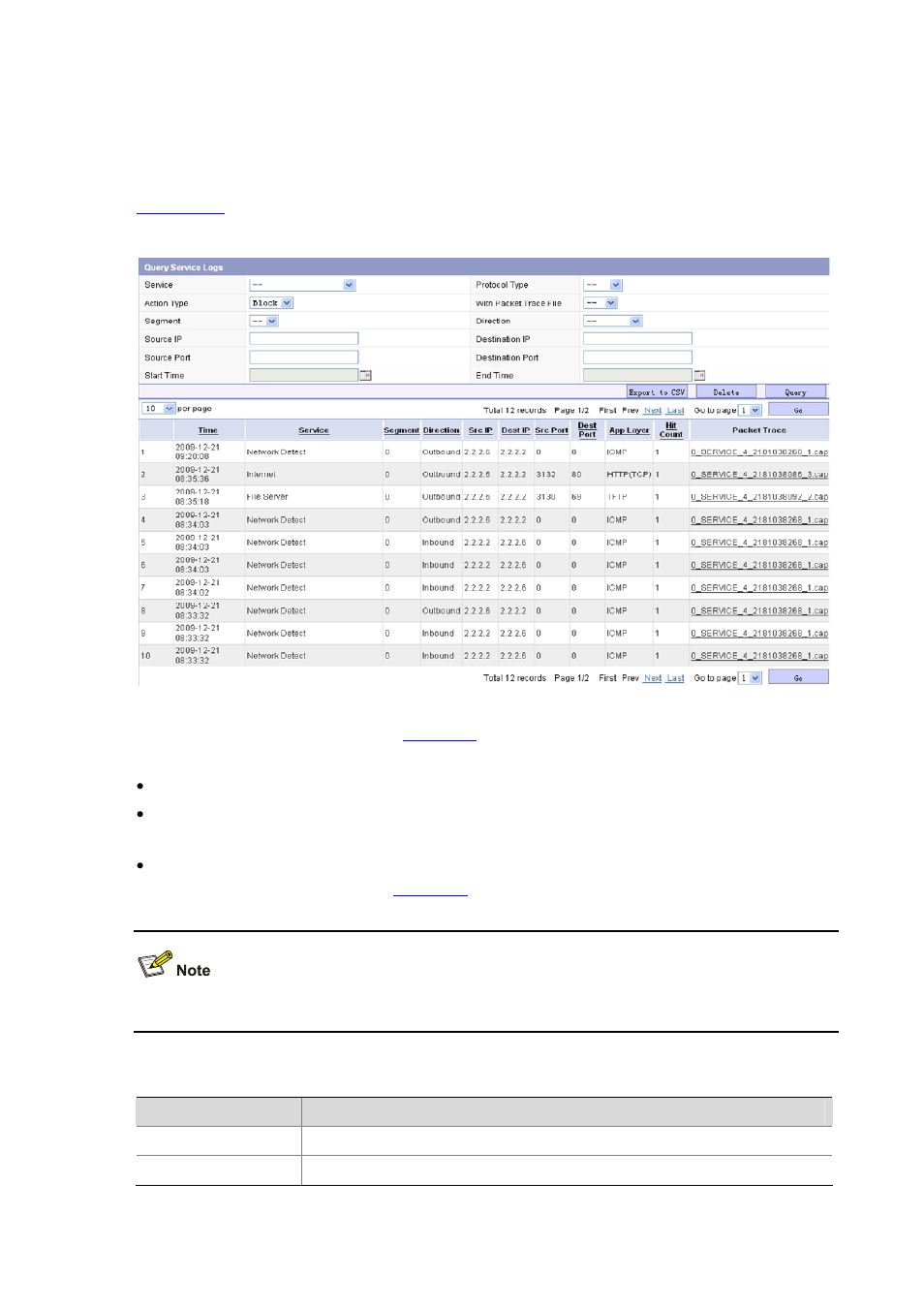 Service logs | H3C Technologies H3C SecBlade IPS Cards User Manual | Page 106 / 219