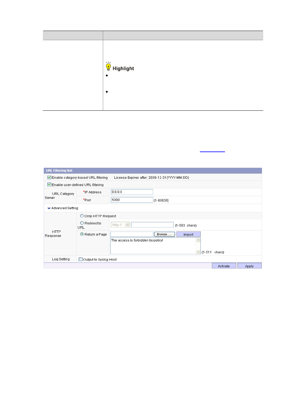 Configuring global parameters for url filtering, Configuring global parameters for url filtering -2 | H3C Technologies H3C SecBlade IPS Cards User Manual | Page 130 / 219