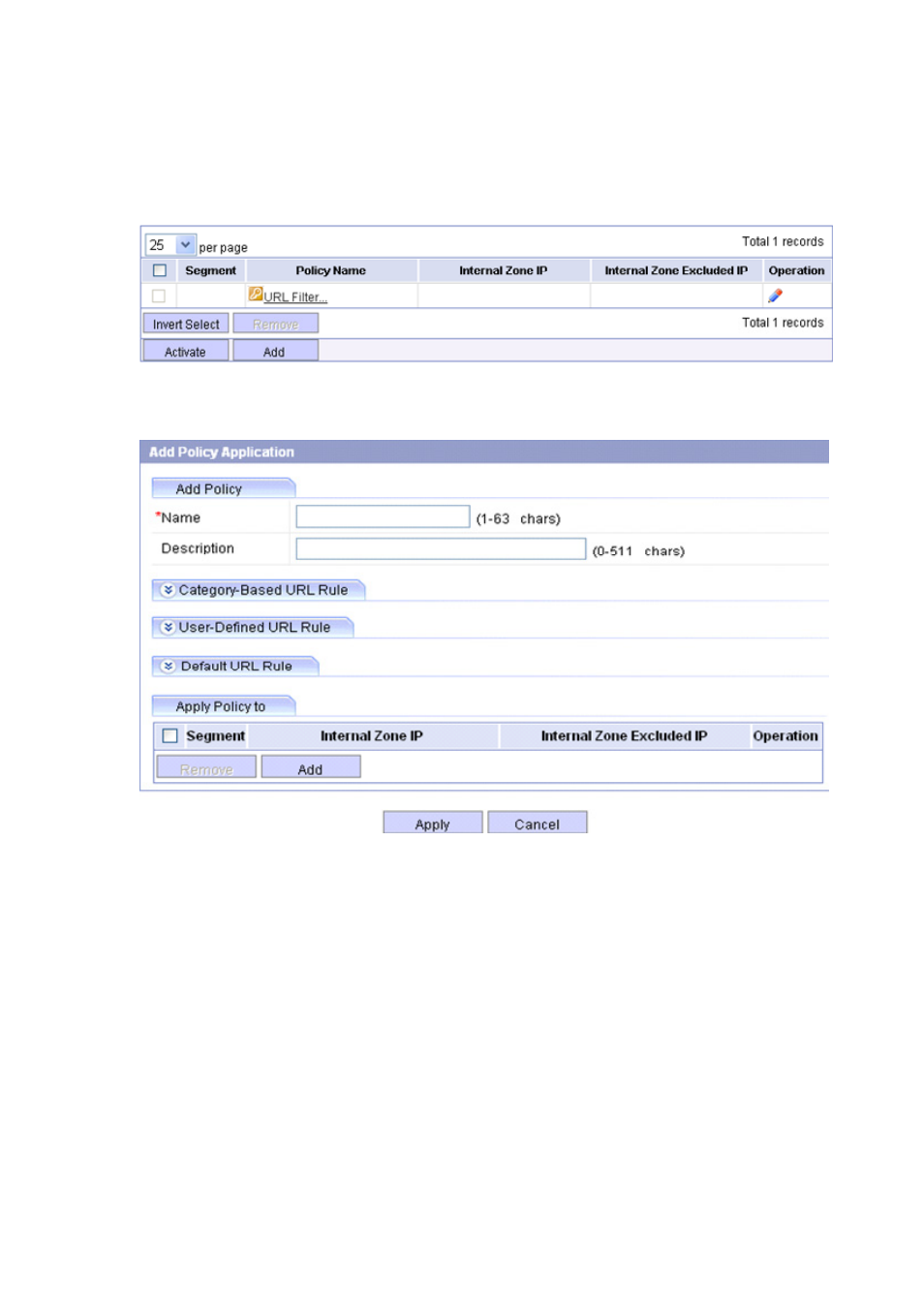 Creating and applying a url filtering policy, Creating and applying a url filtering policy -4 | H3C Technologies H3C SecBlade IPS Cards User Manual | Page 132 / 219