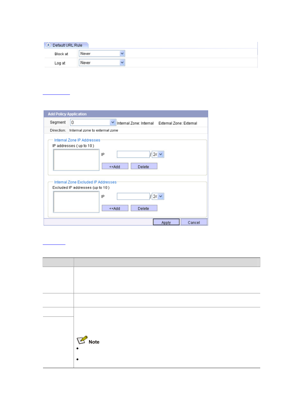 Applying a policy, Figure 15-10, Figure 15-11 | For more informat, Table 15-7 | H3C Technologies H3C SecBlade IPS Cards User Manual | Page 137 / 219