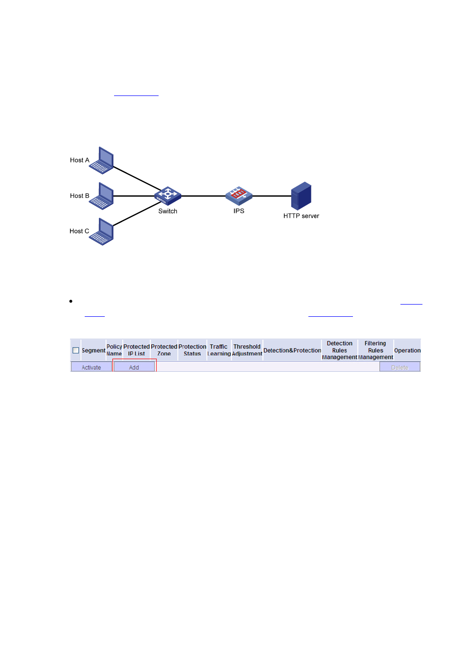 Ddos protection configuration example, Network requirements, Configuration procedure | H3C Technologies H3C SecBlade IPS Cards User Manual | Page 177 / 219