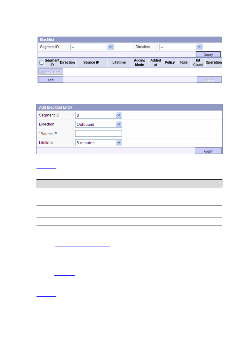 Querying blacklist entries, Figure 19-1, Figure 19-2 | H3C Technologies H3C SecBlade IPS Cards User Manual | Page 200 / 219