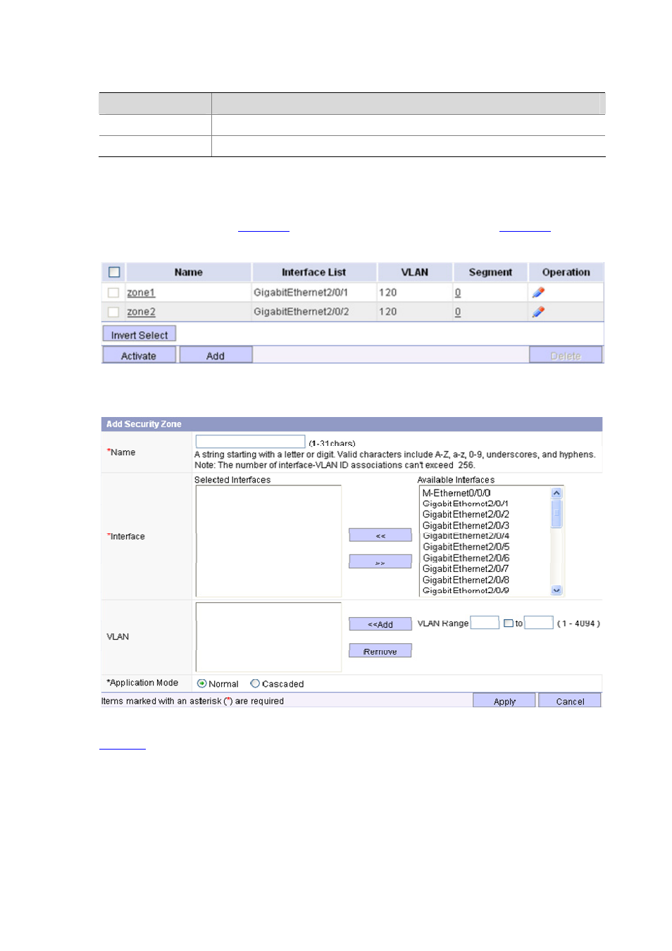 For oaa enabled interfaces with vlan configuration, Table 7-2 | H3C Technologies H3C SecBlade IPS Cards User Manual | Page 70 / 219