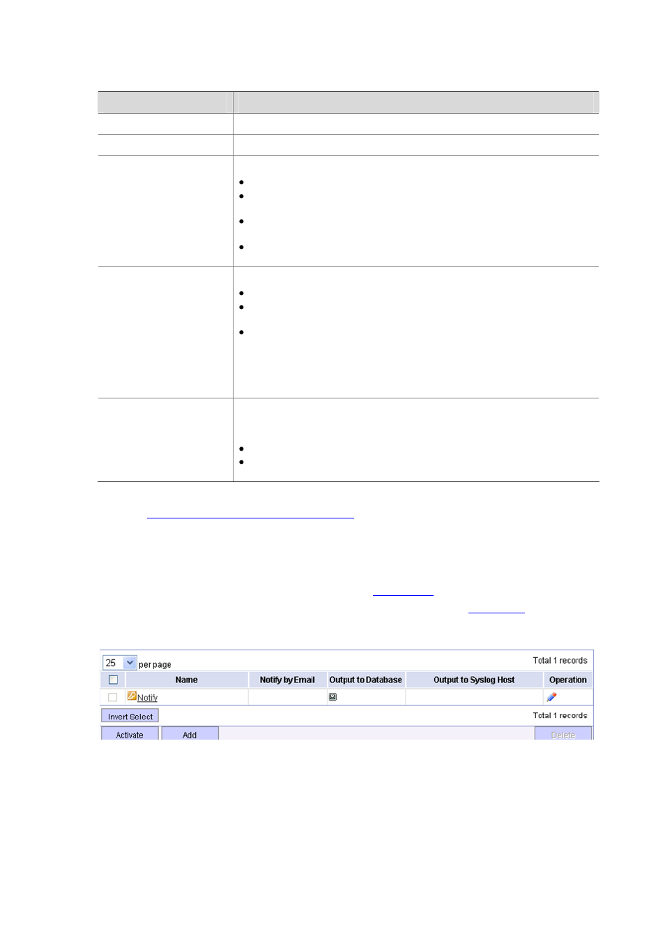 Creating a notify action, Table 12-2 | H3C Technologies H3C SecBlade IPS Cards User Manual | Page 86 / 219