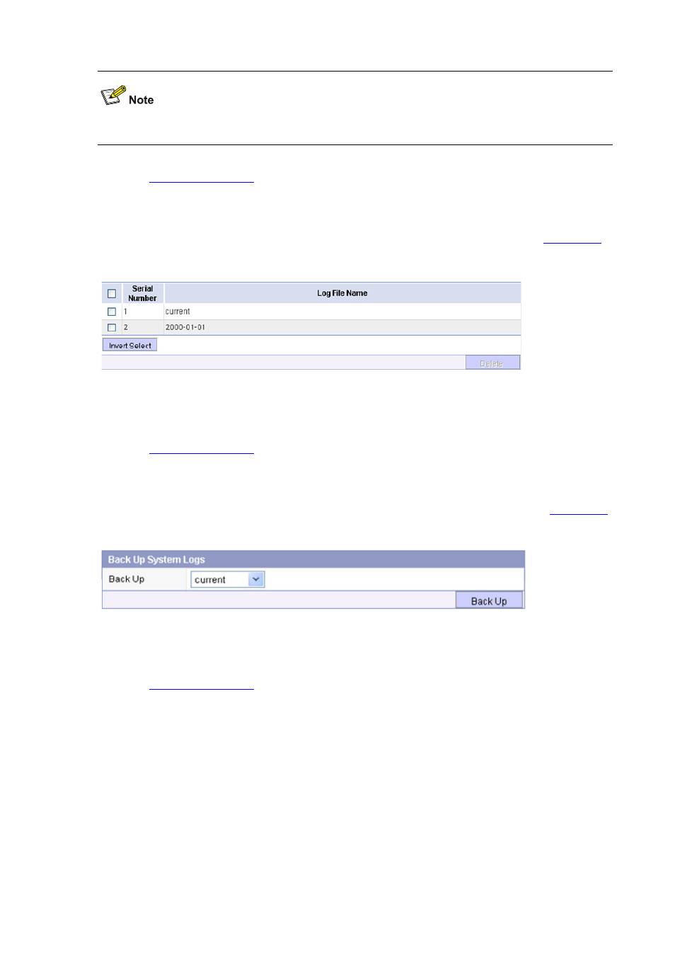 Deleting system logs, Backing up system logs, Operation logs | Operation logs overview | H3C Technologies H3C SecBlade IPS Cards User Manual | Page 94 / 219