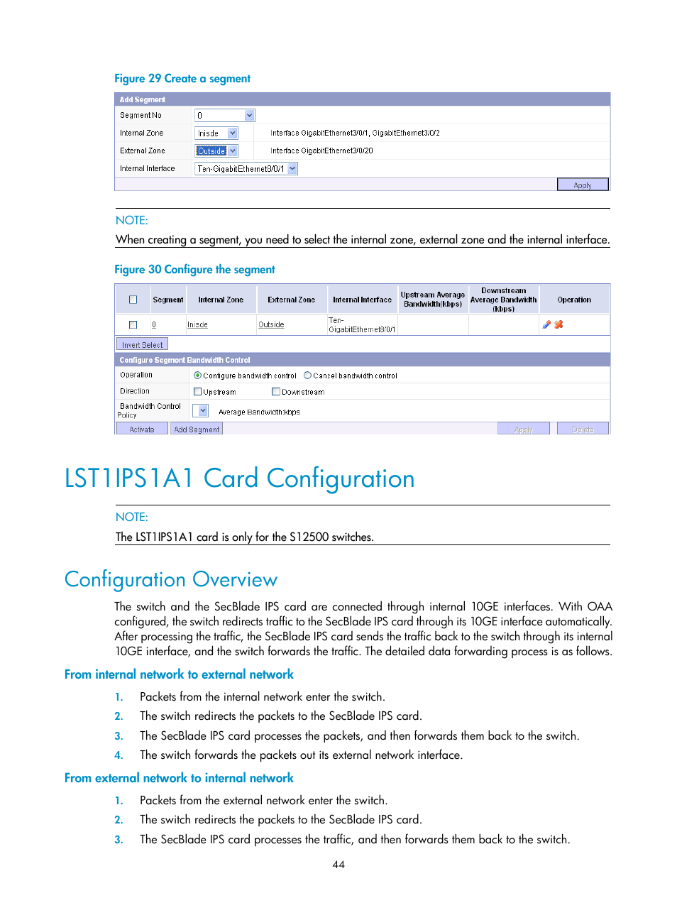 Lst1ips1a1 card configuration, Configuration overview, From internal network to external network | From external network to internal network | H3C Technologies H3C SecBlade IPS Cards User Manual | Page 51 / 85