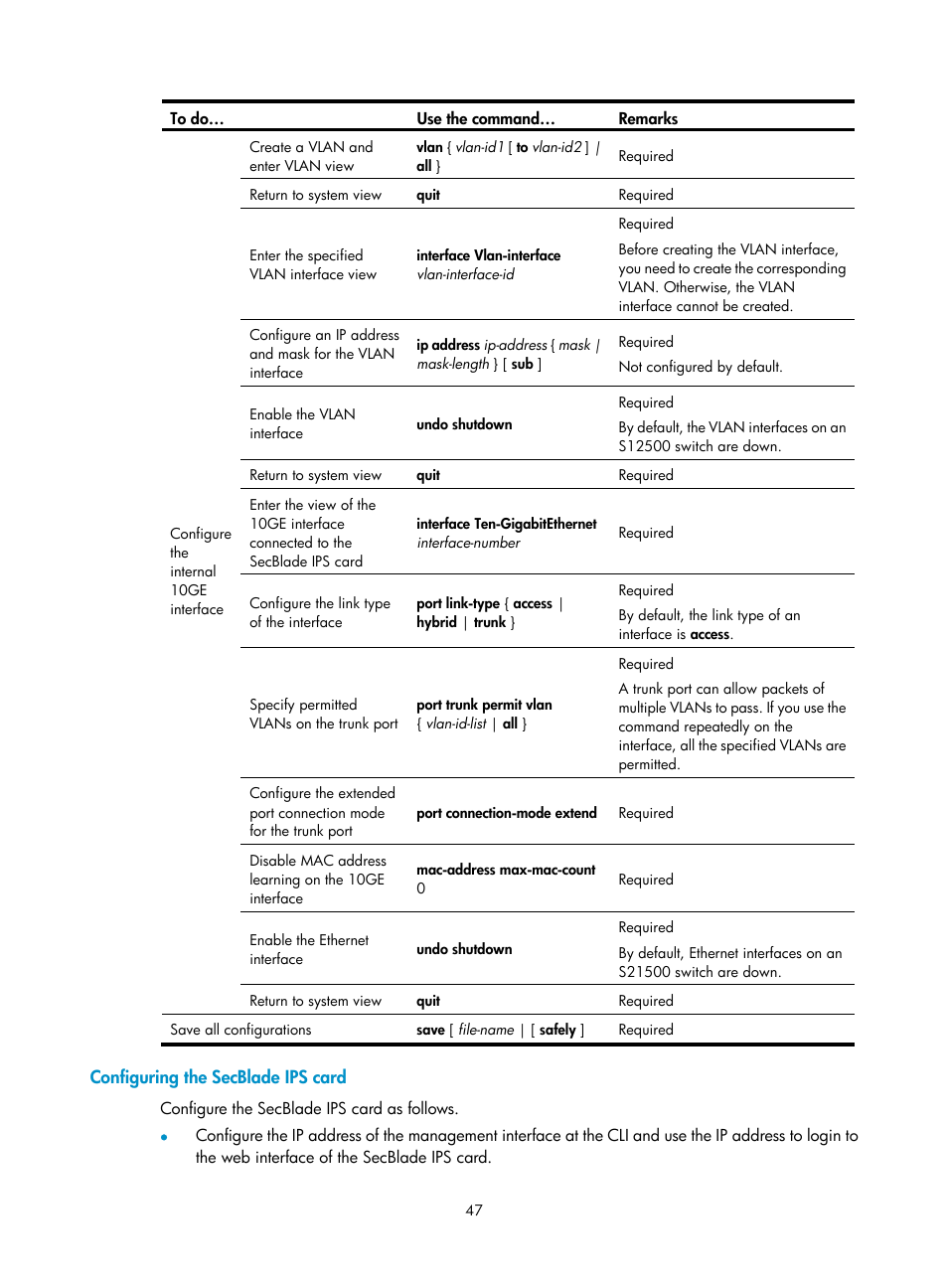 Configuring the secblade ips card | H3C Technologies H3C SecBlade IPS Cards User Manual | Page 54 / 85