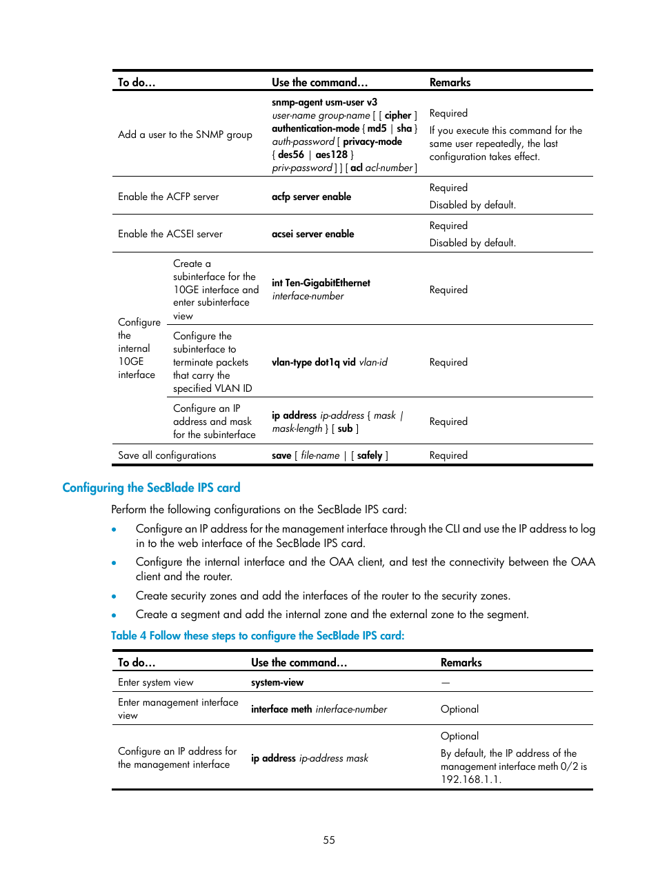 Configuring the secblade ips card | H3C Technologies H3C SecBlade IPS Cards User Manual | Page 62 / 85