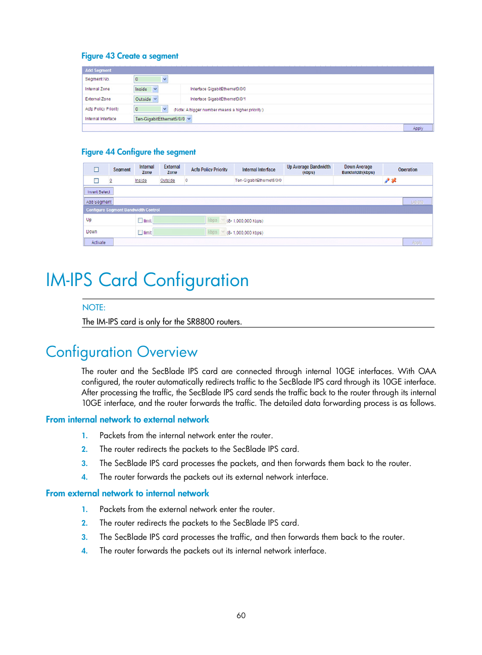 Im-ips card configuration, Configuration overview, From internal network to external network | From external network to internal network | H3C Technologies H3C SecBlade IPS Cards User Manual | Page 67 / 85