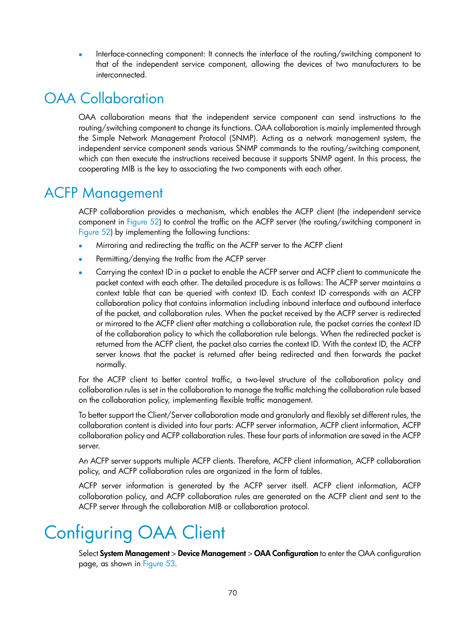 Oaa collaboration, Acfp management, Configuring oaa client | H3C Technologies H3C SecBlade IPS Cards User Manual | Page 77 / 85