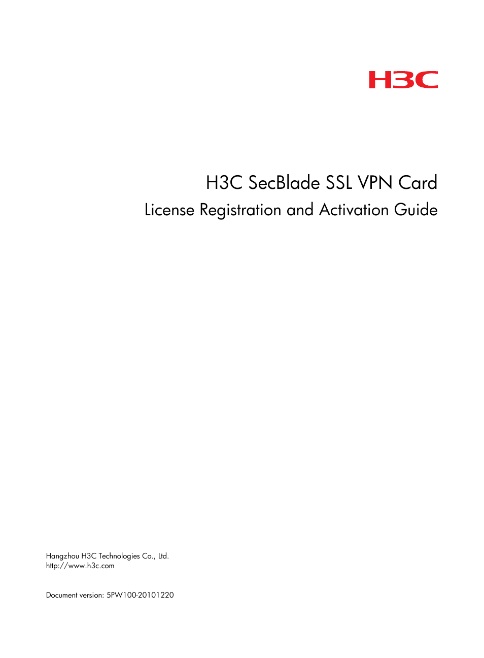 H3C Technologies H3C SecBlade SSL VPN Cards User Manual | 21 pages