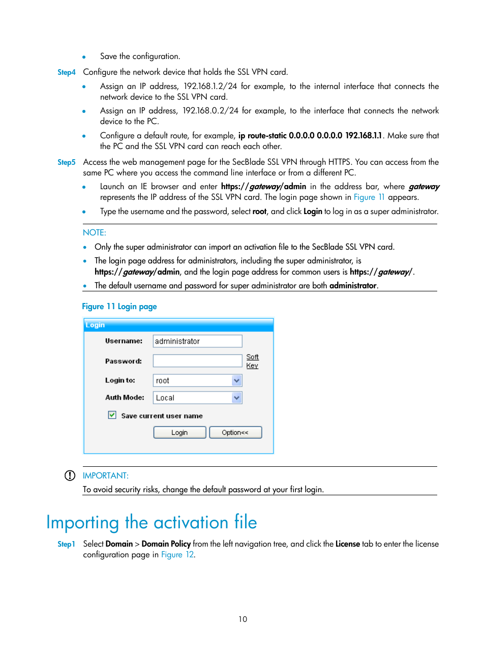 Importing the activation file | H3C Technologies H3C SecBlade SSL VPN Cards User Manual | Page 15 / 21