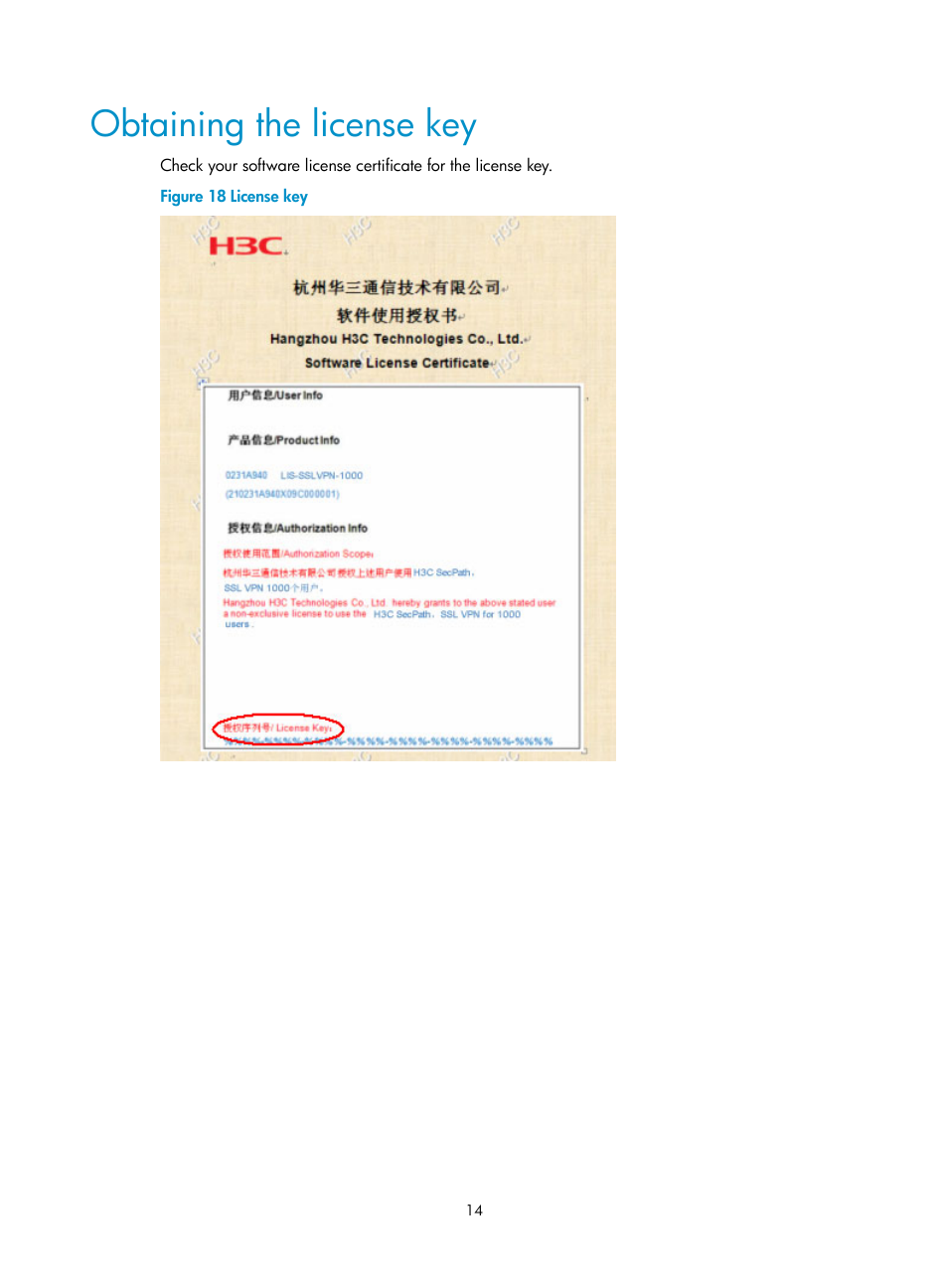Obtaining the license key | H3C Technologies H3C SecBlade SSL VPN Cards User Manual | Page 19 / 21
