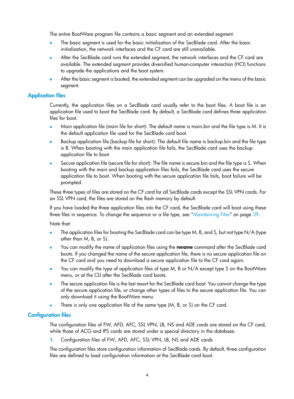 Application files, Configuration files | H3C Technologies H3C SecBlade SSL VPN Cards User Manual | Page 10 / 52