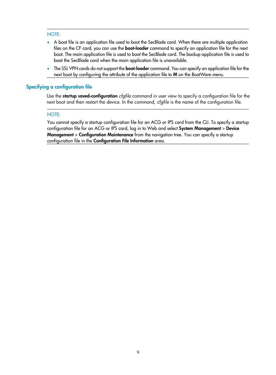 Specifying a configuration file | H3C Technologies H3C SecBlade SSL VPN Cards User Manual | Page 15 / 52