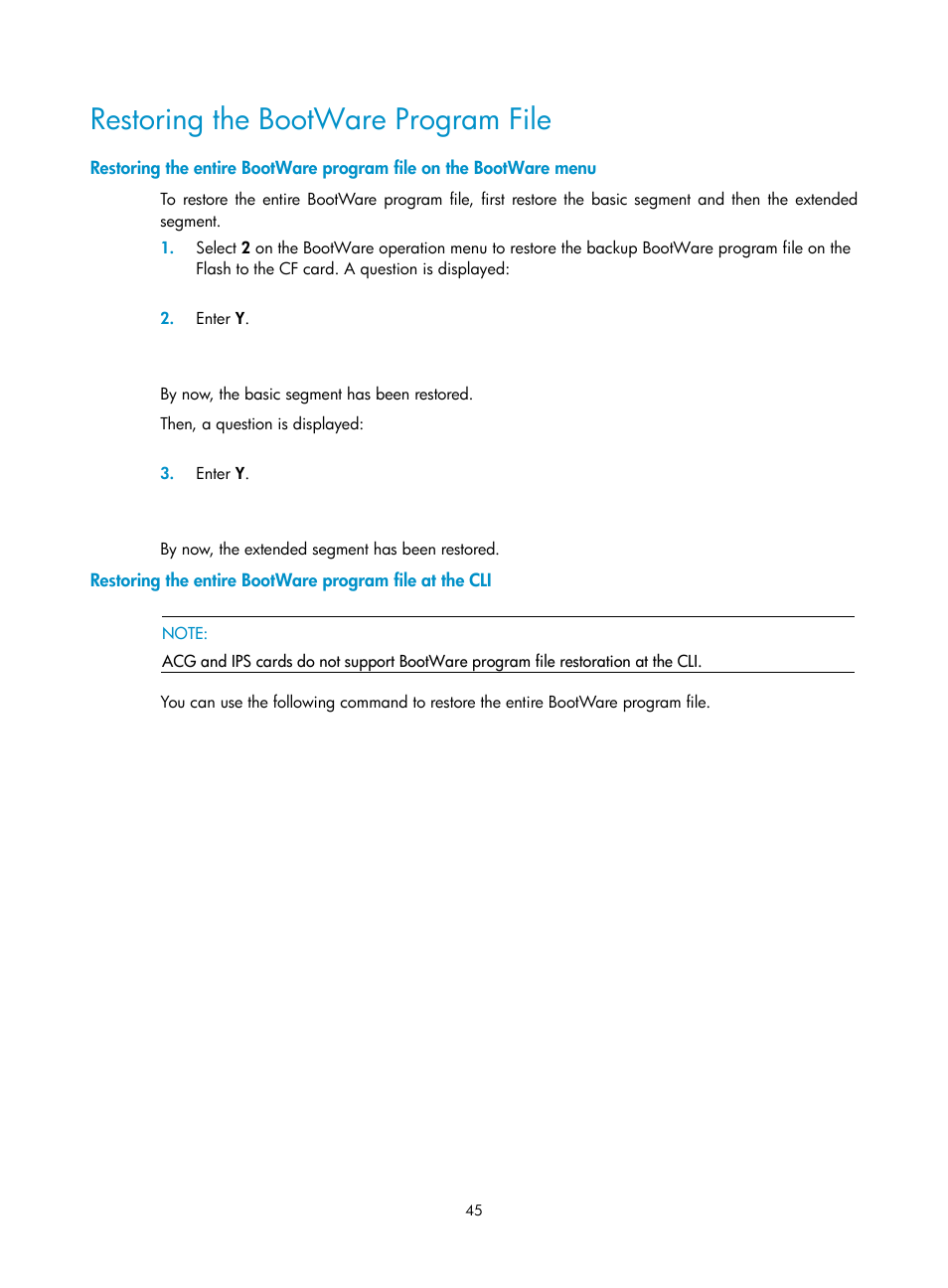 Restoring the bootware program file | H3C Technologies H3C SecBlade SSL VPN Cards User Manual | Page 51 / 52