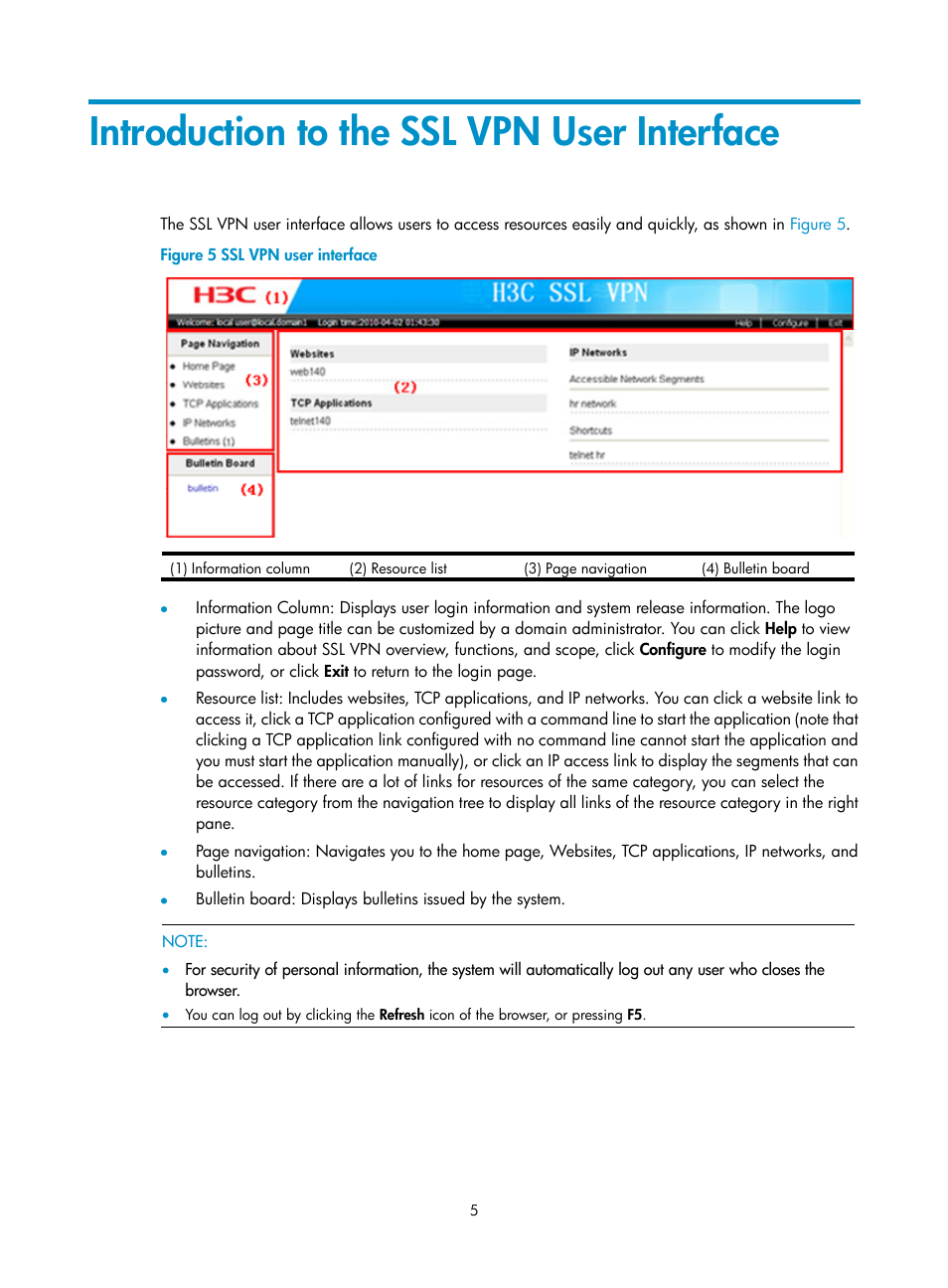 Introduction to the ssl vpn user interface | H3C Technologies H3C SecBlade SSL VPN Cards User Manual | Page 11 / 20