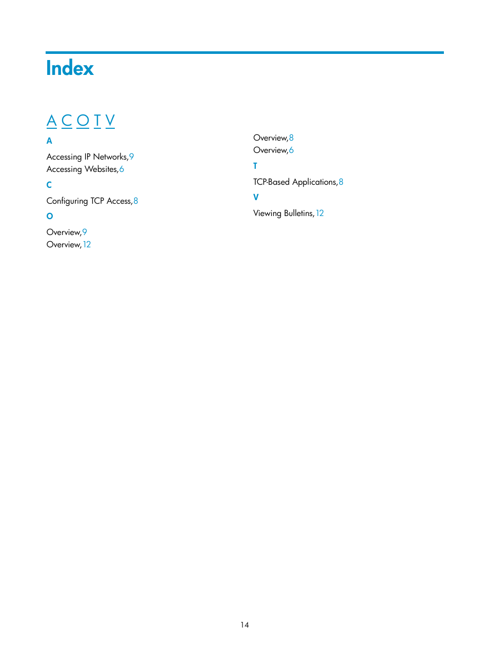 Index | H3C Technologies H3C SecBlade SSL VPN Cards User Manual | Page 20 / 20