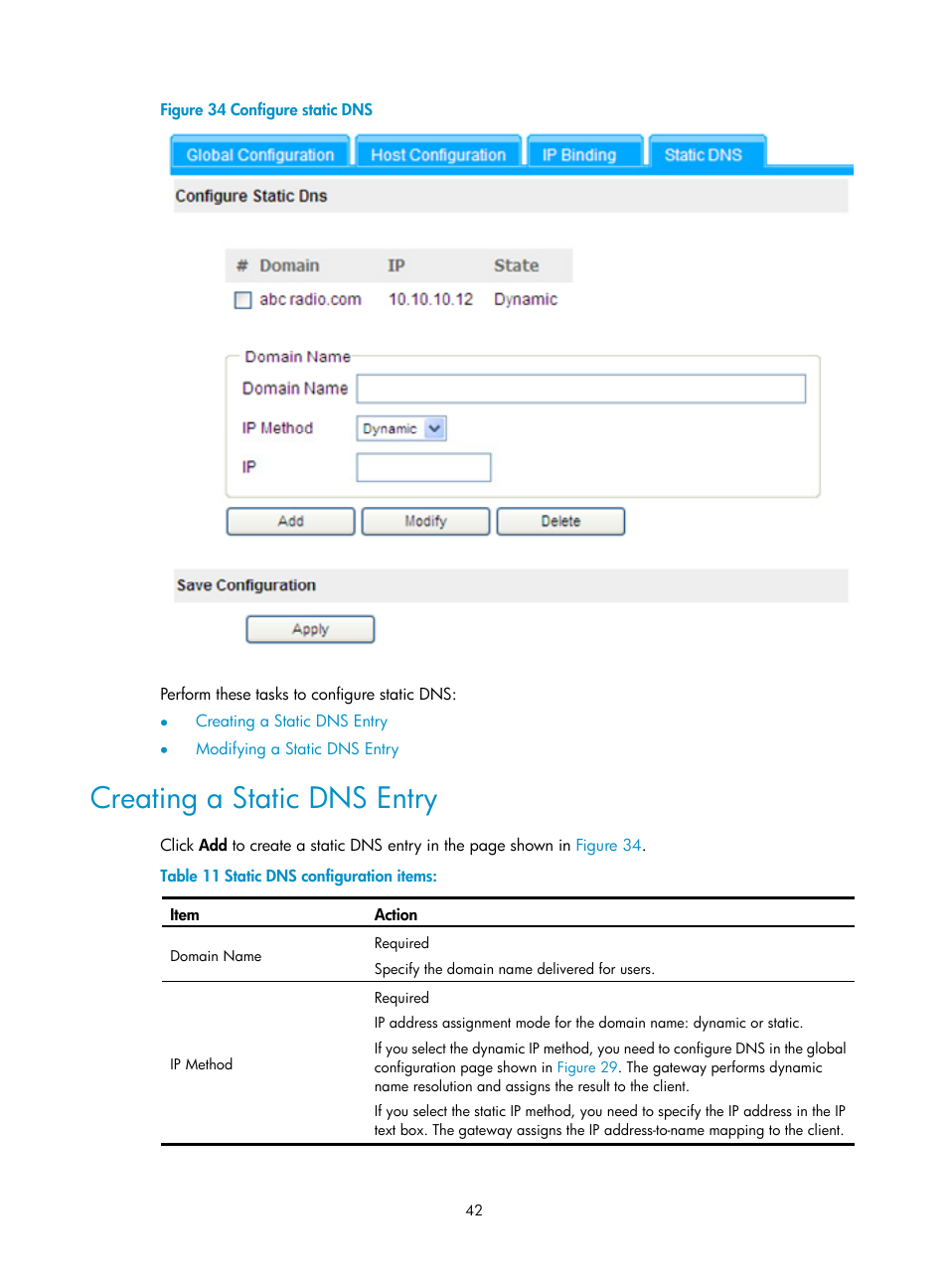 Creating a static dns entry, Figure 34 | H3C Technologies H3C SecBlade SSL VPN Cards User Manual | Page 50 / 81