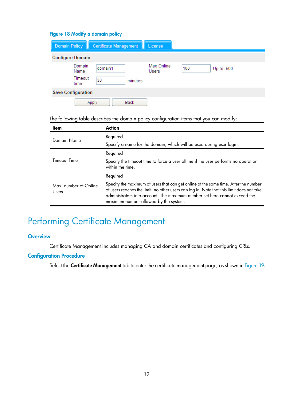 Performing certificate management, Overview, Configuration procedure | H3C Technologies H3C SecBlade SSL VPN Cards User Manual | Page 26 / 32