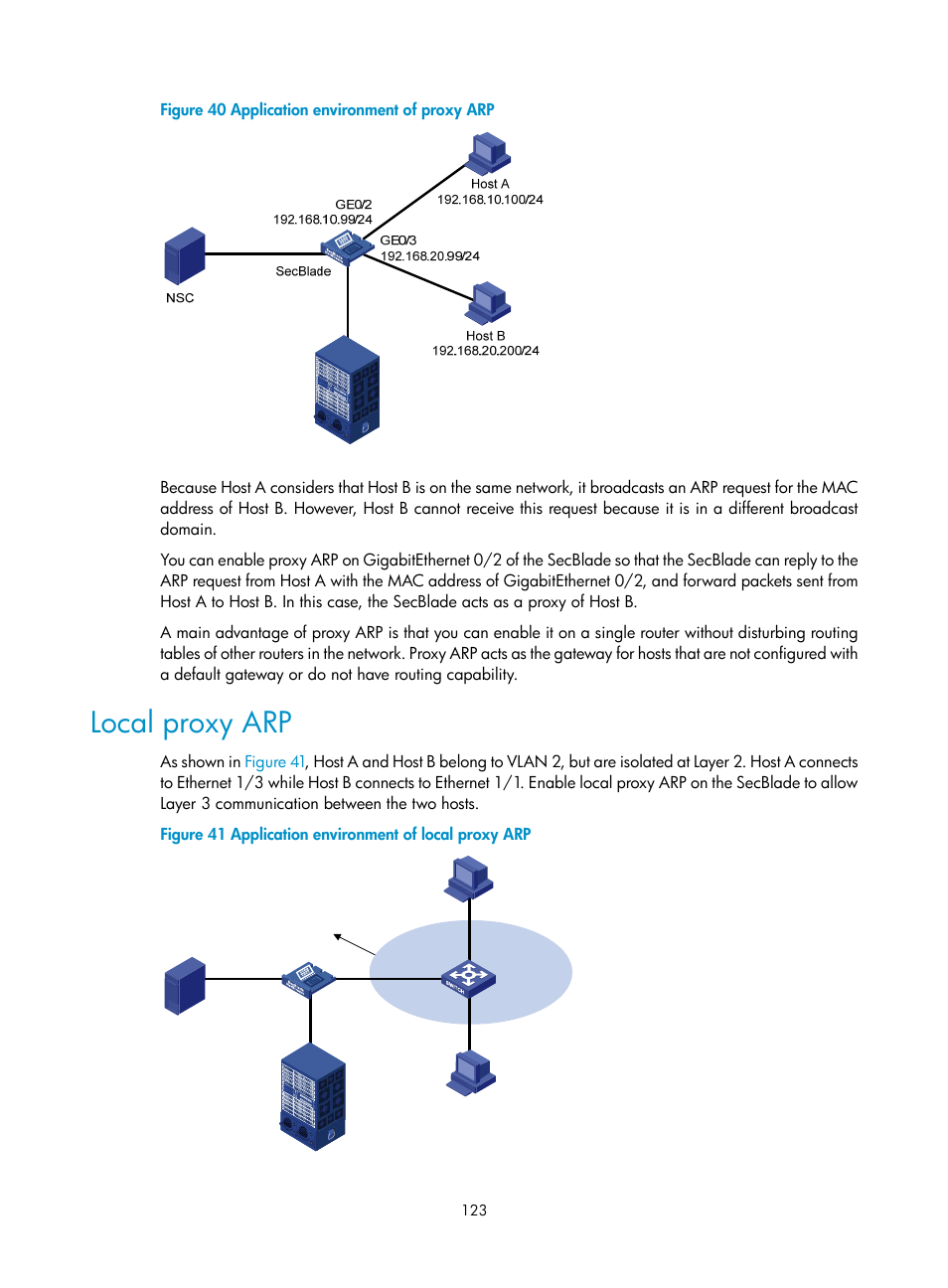 Local proxy arp, Figure 40 | H3C Technologies H3C SecBlade NetStream Cards User Manual | Page 138 / 349