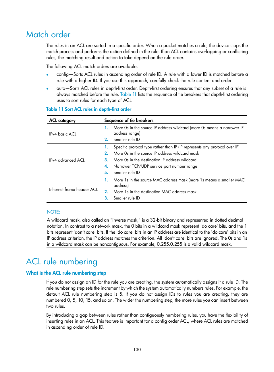 Match order, Acl rule numbering, What is the acl rule numbering step | H3C Technologies H3C SecBlade NetStream Cards User Manual | Page 145 / 349