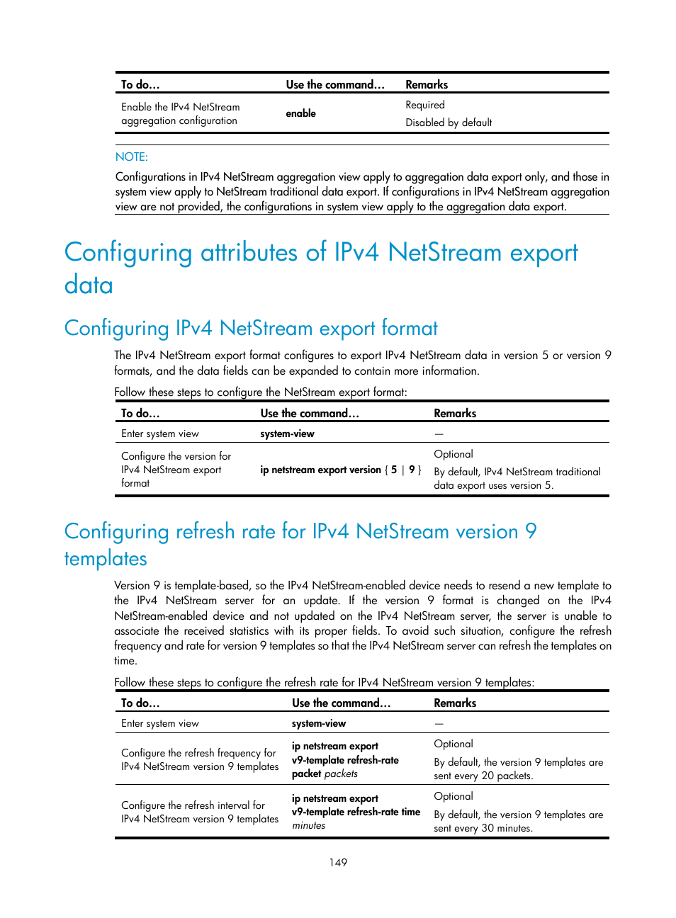 Configuring ipv4 netstream export format | H3C Technologies H3C SecBlade NetStream Cards User Manual | Page 164 / 349