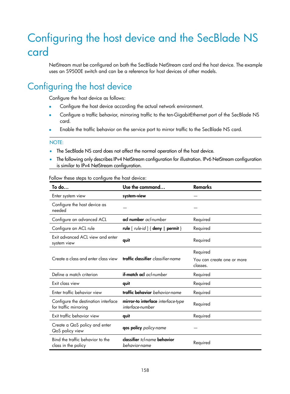 Configuring the host device | H3C Technologies H3C SecBlade NetStream Cards User Manual | Page 173 / 349