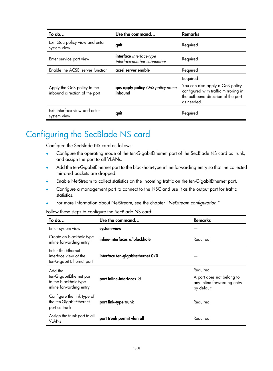 Configuring the secblade ns card | H3C Technologies H3C SecBlade NetStream Cards User Manual | Page 174 / 349