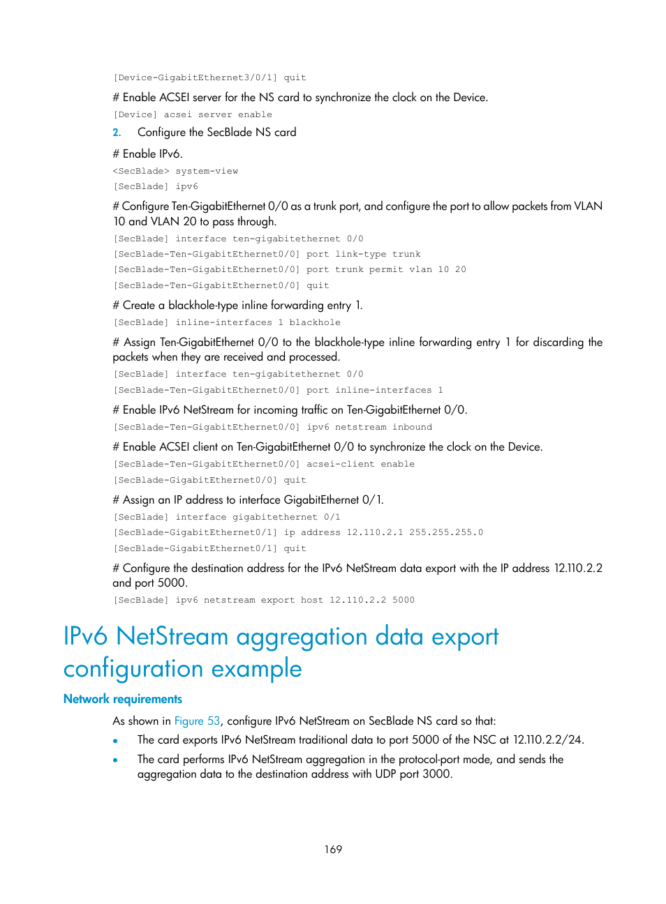 Network requirements | H3C Technologies H3C SecBlade NetStream Cards User Manual | Page 184 / 349