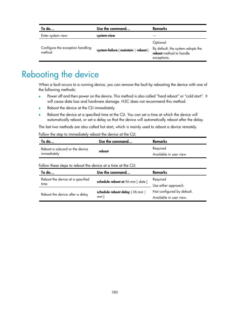 Rebooting the device | H3C Technologies H3C SecBlade NetStream Cards User Manual | Page 195 / 349