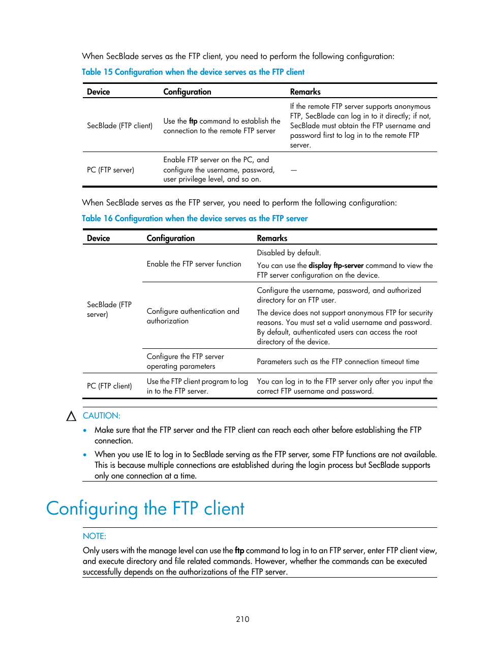 Configuring the ftp client | H3C Technologies H3C SecBlade NetStream Cards User Manual | Page 225 / 349