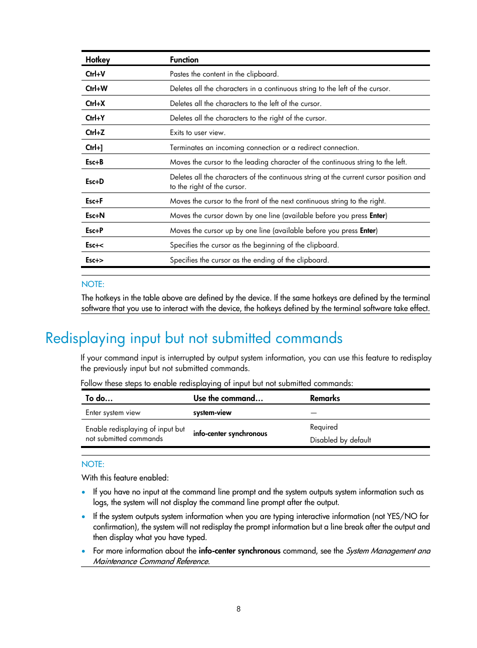 Redisplaying input but not submitted commands | H3C Technologies H3C SecBlade NetStream Cards User Manual | Page 23 / 349