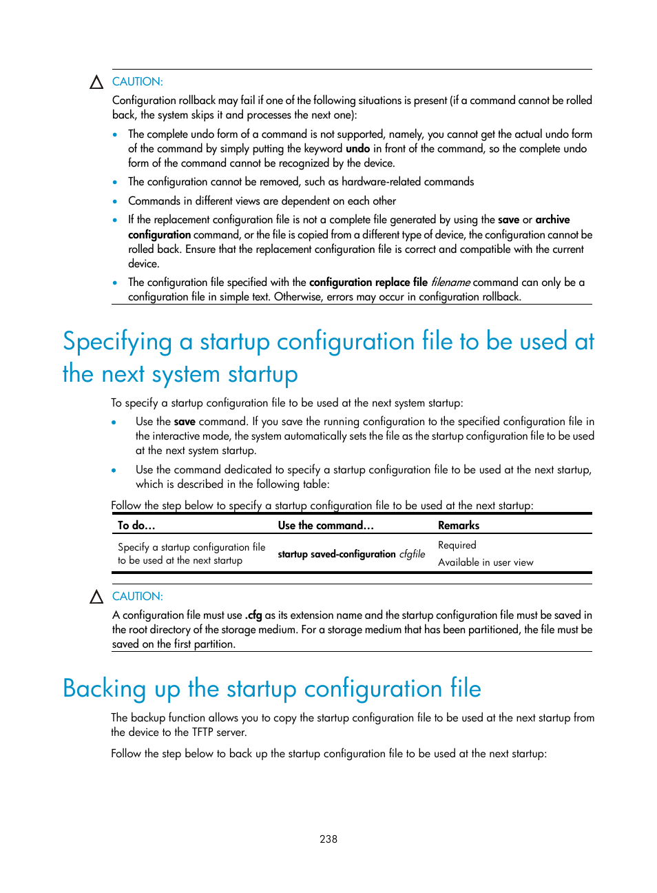 Backing up the startup configuration file | H3C Technologies H3C SecBlade NetStream Cards User Manual | Page 253 / 349