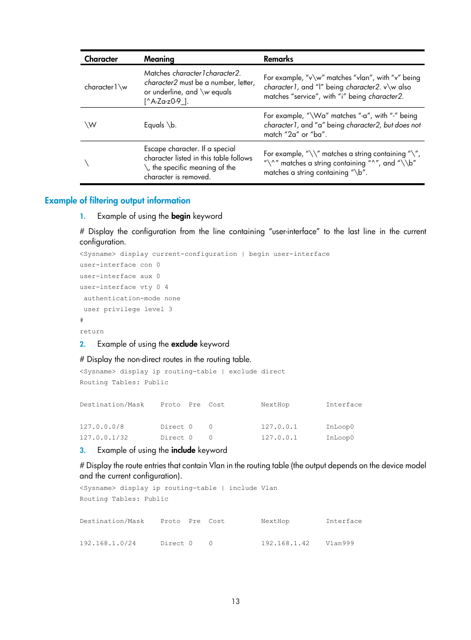 Example of filtering output information | H3C Technologies H3C SecBlade NetStream Cards User Manual | Page 28 / 349