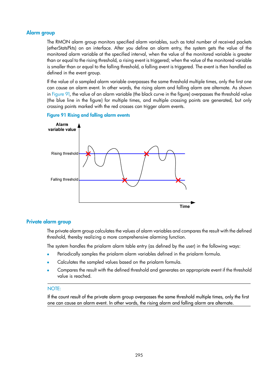 Alarm group, Private alarm group | H3C Technologies H3C SecBlade NetStream Cards User Manual | Page 310 / 349