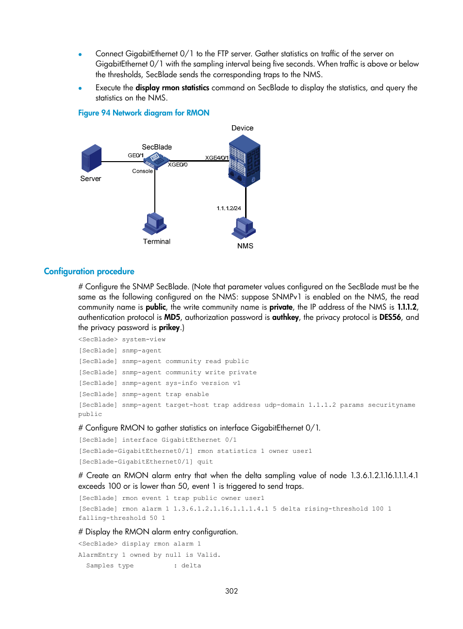 Configuration procedure | H3C Technologies H3C SecBlade NetStream Cards User Manual | Page 317 / 349
