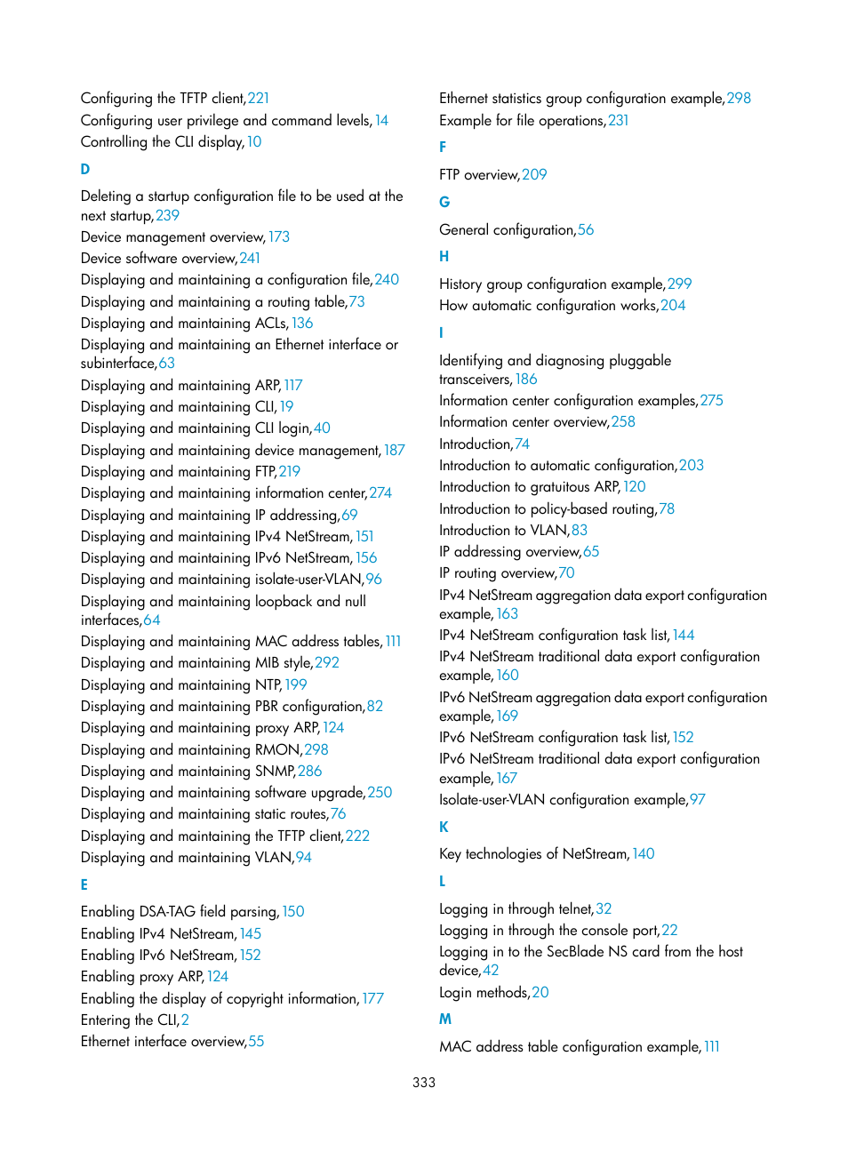 F g h i, K l m | H3C Technologies H3C SecBlade NetStream Cards User Manual | Page 348 / 349