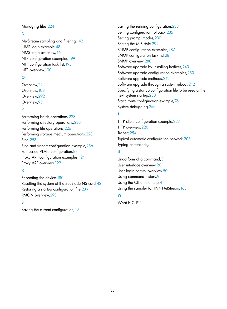 O p r s t u w | H3C Technologies H3C SecBlade NetStream Cards User Manual | Page 349 / 349