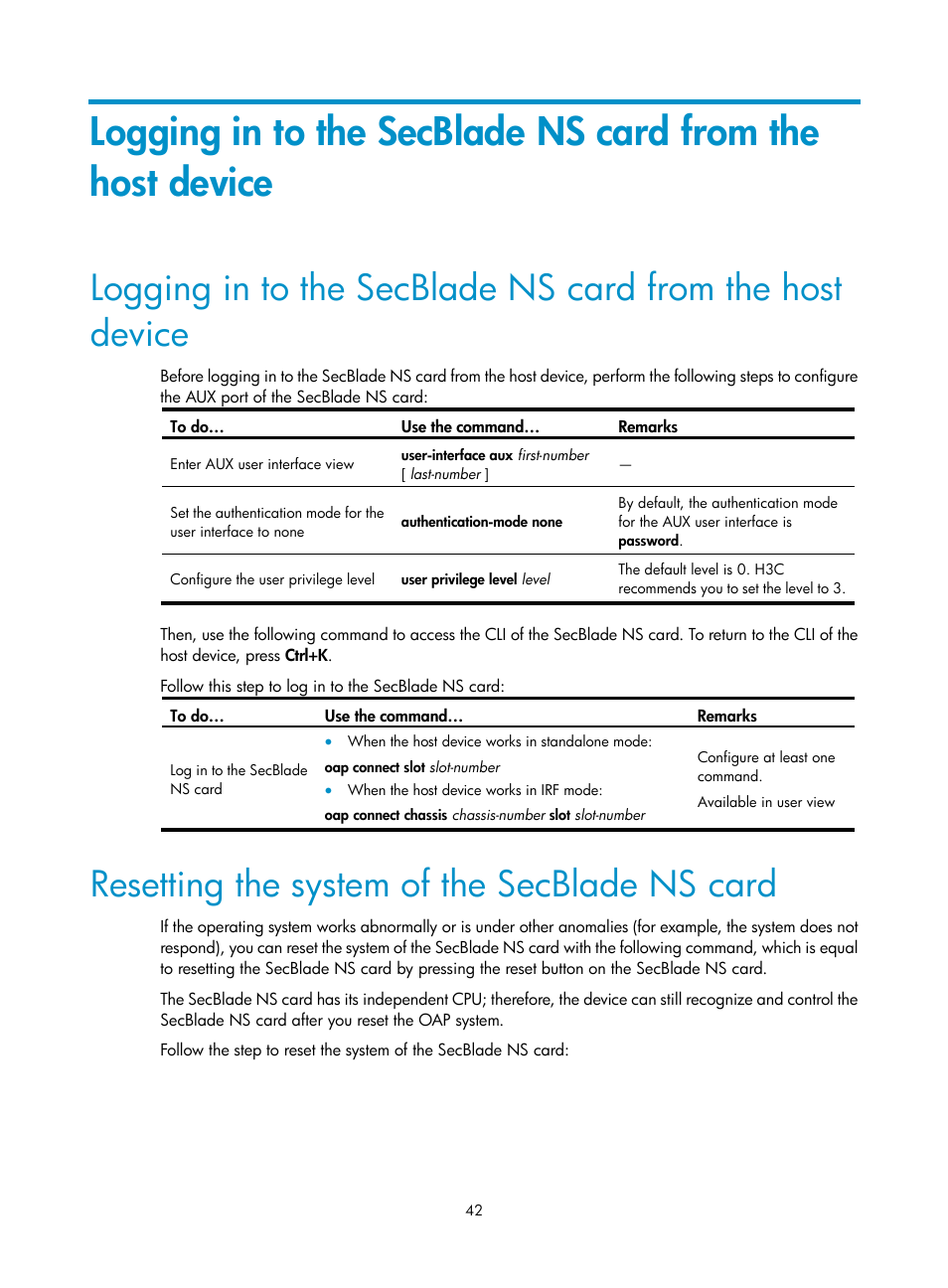 Resetting the system of the secblade ns card | H3C Technologies H3C SecBlade NetStream Cards User Manual | Page 57 / 349
