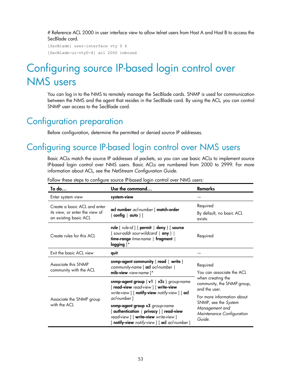 Configuration preparation | H3C Technologies H3C SecBlade NetStream Cards User Manual | Page 68 / 349