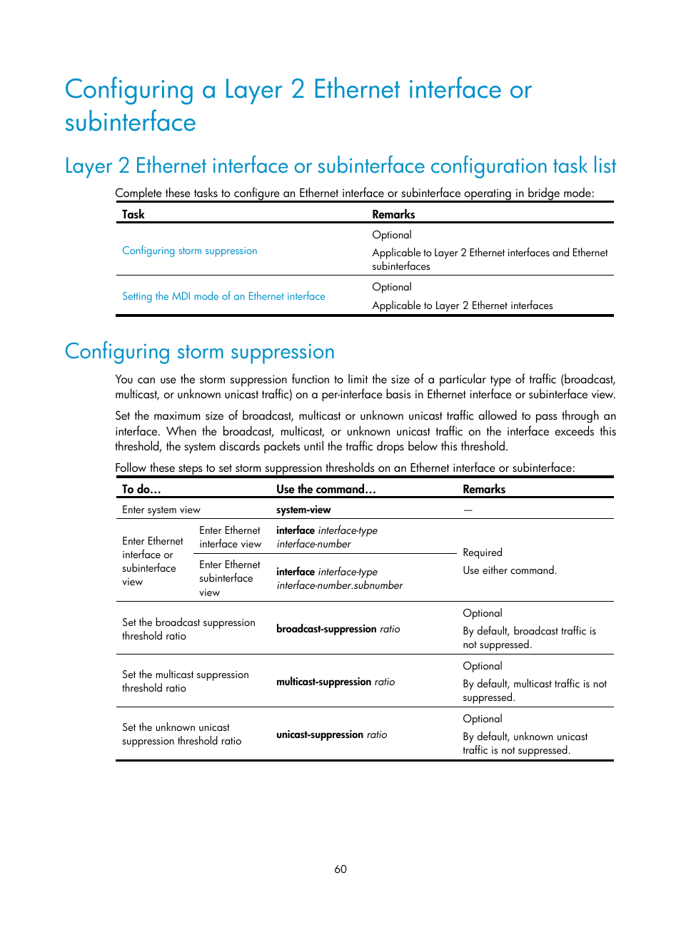 Configuring storm suppression | H3C Technologies H3C SecBlade NetStream Cards User Manual | Page 75 / 349