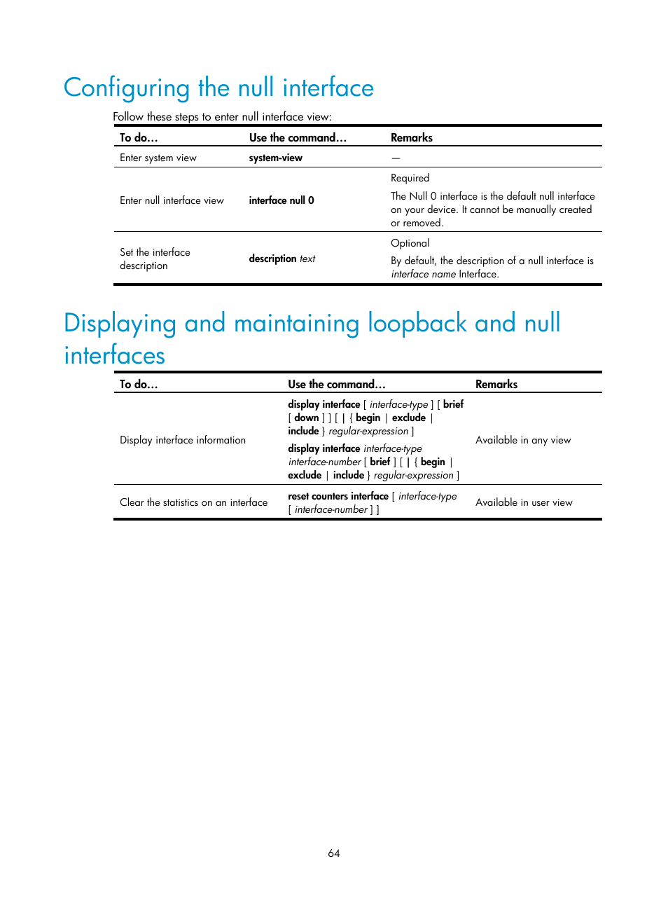 Configuring the null interface | H3C Technologies H3C SecBlade NetStream Cards User Manual | Page 79 / 349