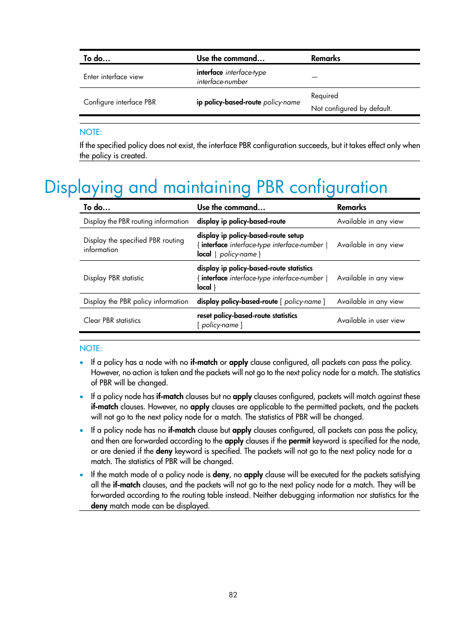 Displaying and maintaining pbr configuration | H3C Technologies H3C SecBlade NetStream Cards User Manual | Page 97 / 349