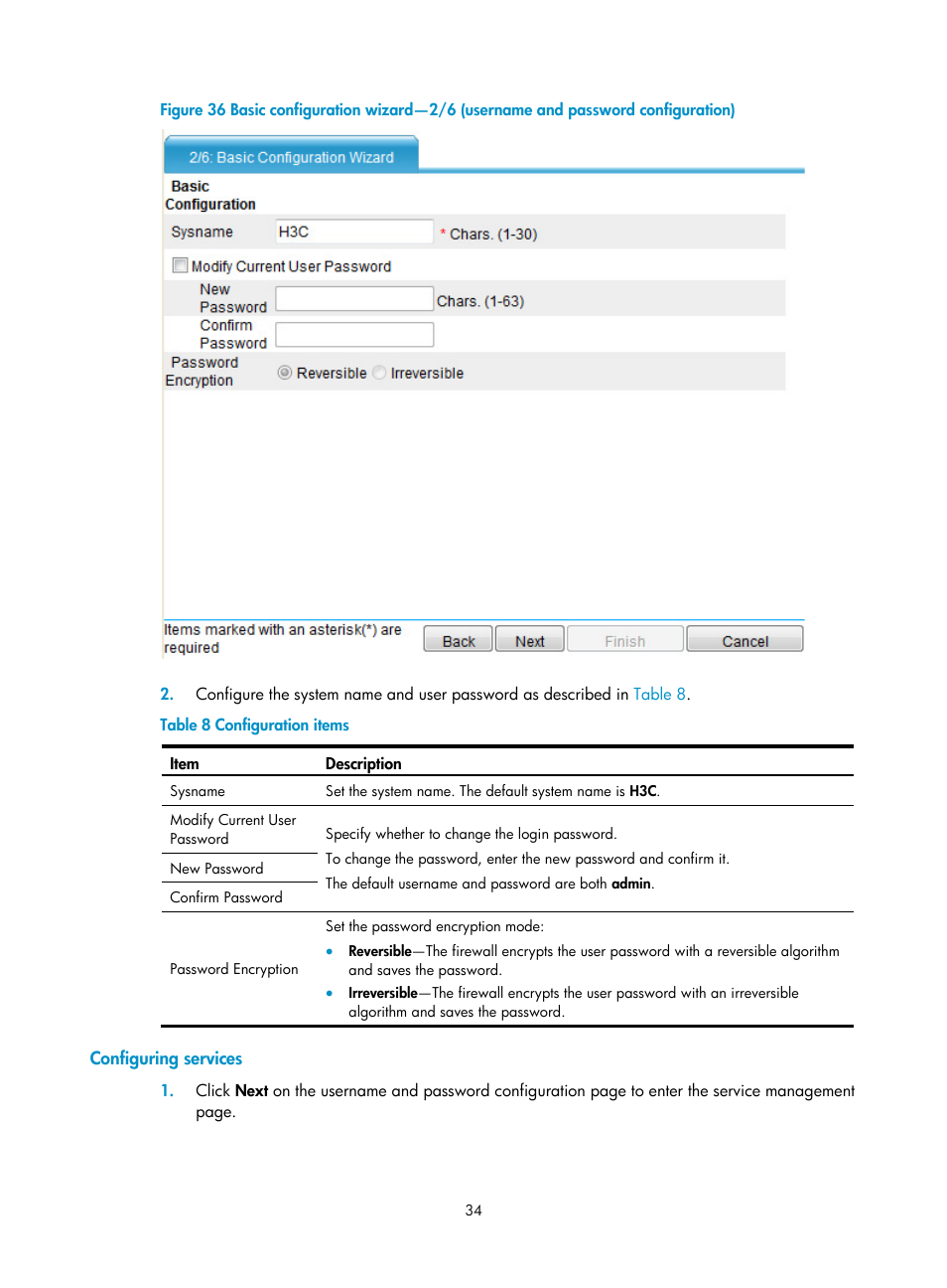 Configuring services | H3C Technologies H3C SecPath U200-A U200-M U200-S User Manual | Page 43 / 83