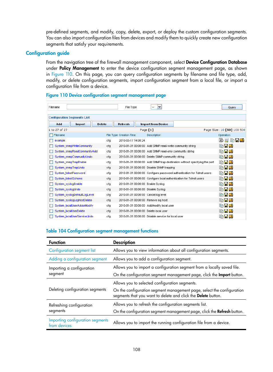 Configuration guide | H3C Technologies H3C SecCenter Firewall Manager User Manual | Page 114 / 131