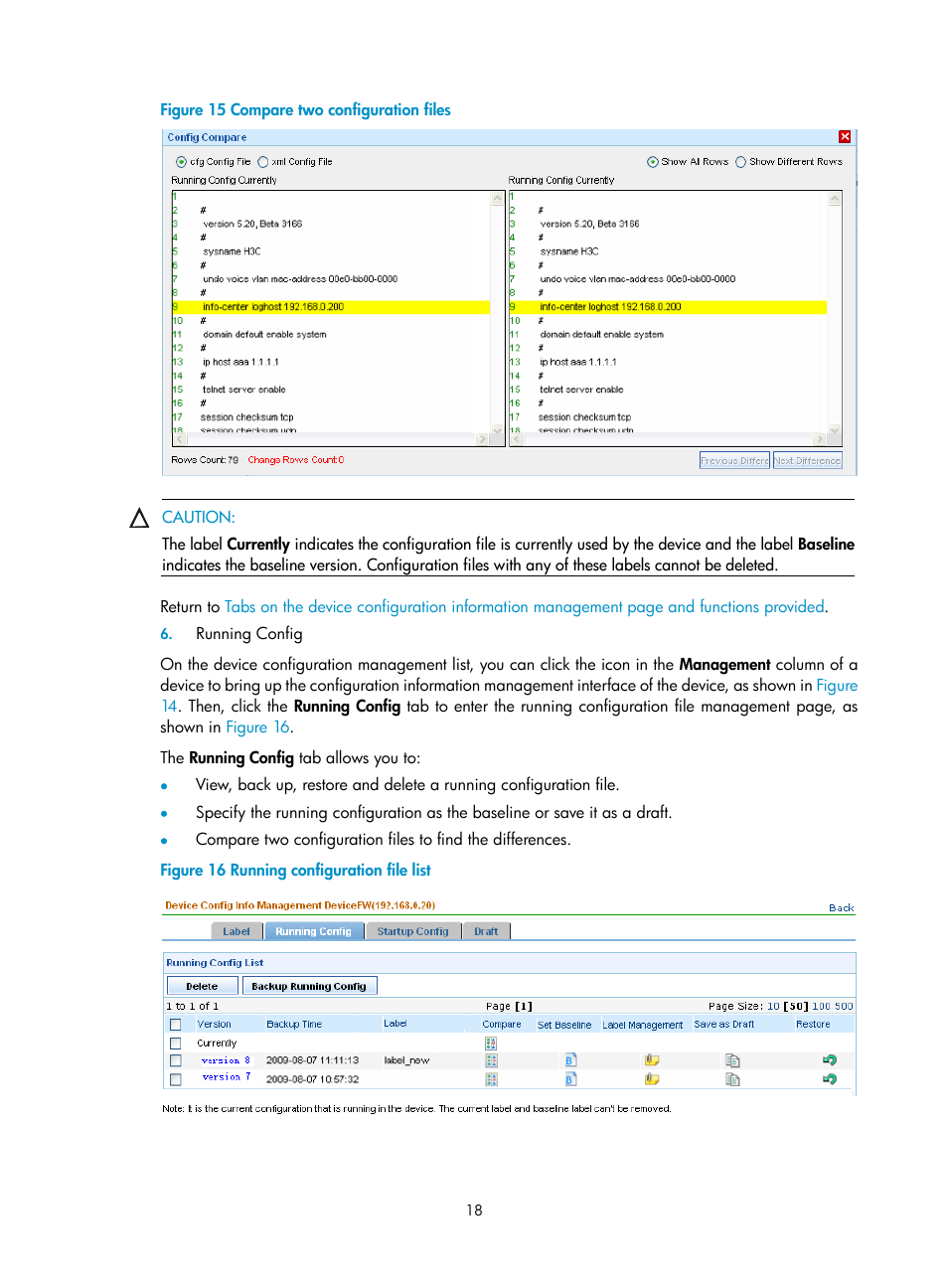 Running config, Figure 15 | H3C Technologies H3C SecCenter Firewall Manager User Manual | Page 24 / 131